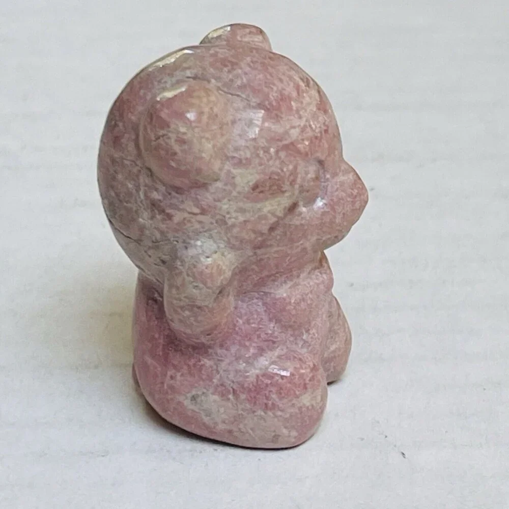 Pink Crystal Carved Bear Mini Figure Figurine